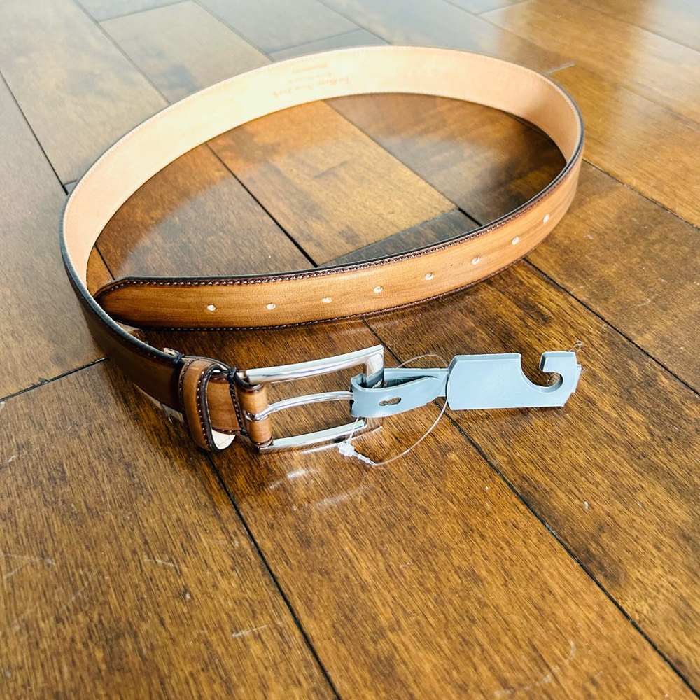 NEW To Boot Tan Leather Belt with Silver Buckle